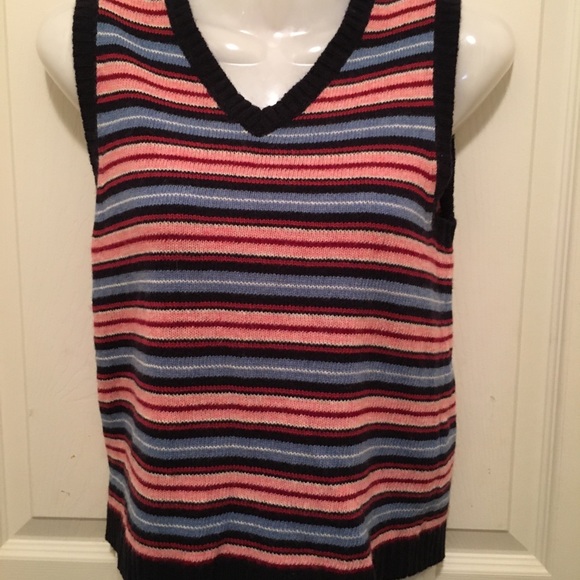 VINTAGE! ESPRIT! EUC! Striped Sweater Vest Tank S - Picture 6 of 16